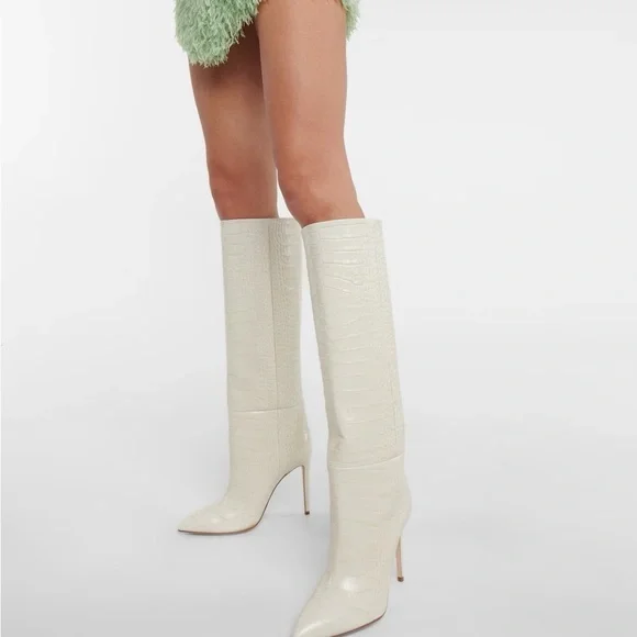 PARIS TEXAS Croc-effect leather knee-high boots size US 10/EU 40 - Picture 5 of 6